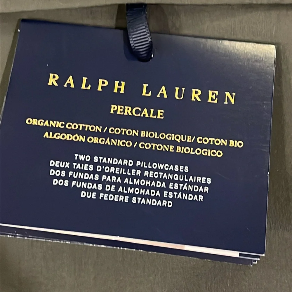 Ralph Lauren RL Organic Cotton 464 Thread Count Percale 2 Standard Pillowcases